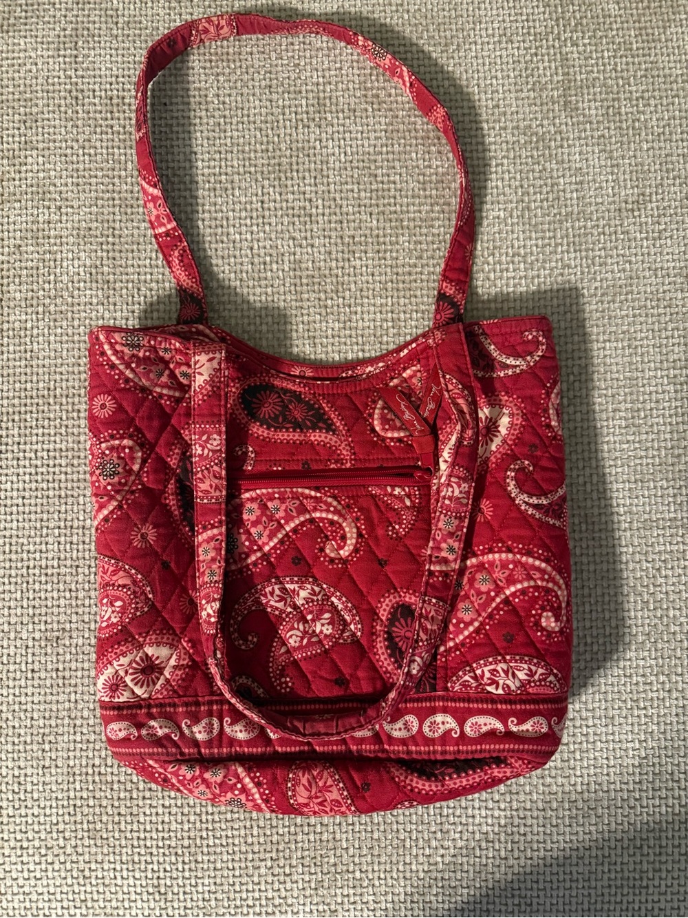Vera Bradley Mesa Red Quilted Paisley Shoulder Tote